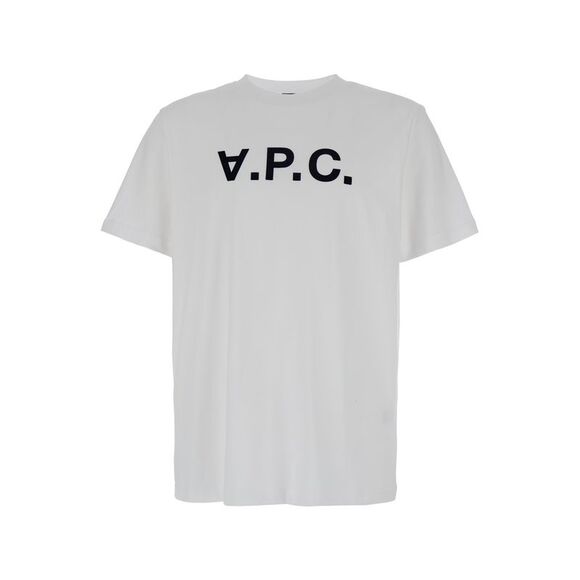 A.P.C. Men White Oversized T-Shirt With Apc Print In Cotton Man